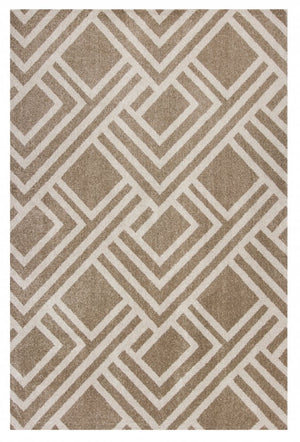 5' X 8' Beige Geometric Indoor Outdoor Area Rug