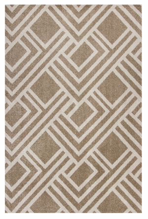 5' X 8' Beige Geometric Indoor Outdoor Area Rug
