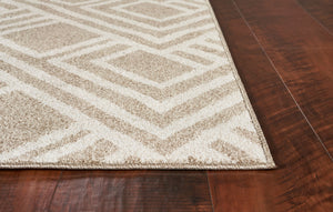 5' X 8' Beige Geometric Indoor Outdoor Area Rug