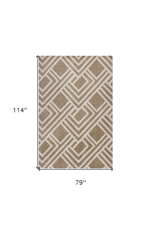5' X 8' Beige Geometric Indoor Outdoor Area Rug