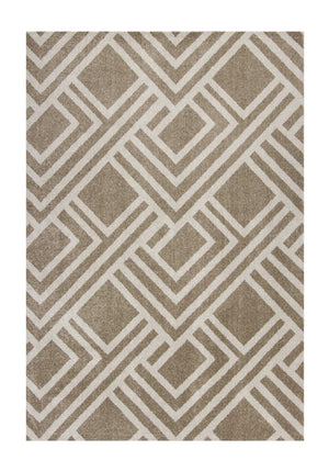 5' X 8' Beige Geometric Indoor Outdoor Area Rug
