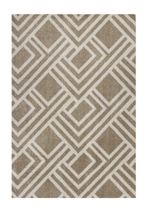 5' X 8' Beige Geometric Indoor Outdoor Area Rug
