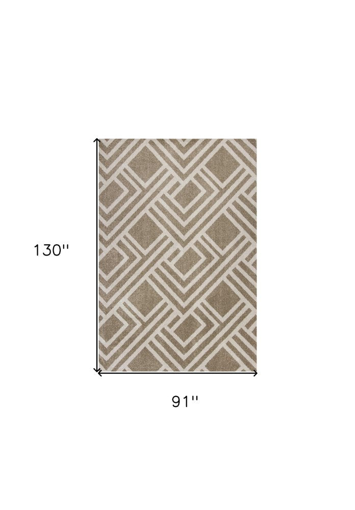 5' X 8' Beige Geometric Indoor Outdoor Area Rug