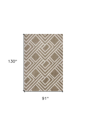 5' X 8' Beige Geometric Indoor Outdoor Area Rug