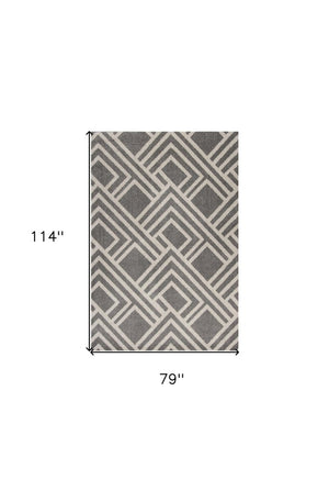 5' X 8' Gray Geometric Indoor Outdoor Area Rug