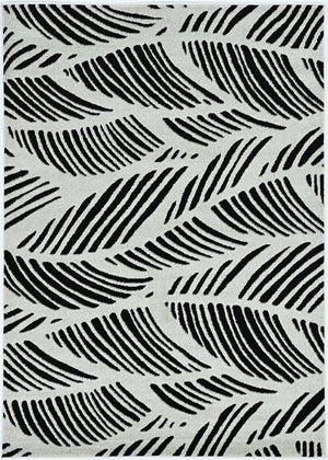 2' X 4' Black And White Abstract Indoor Outdoor Area Rug
