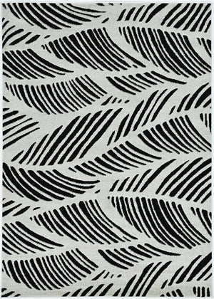 3' X 5' Black And White Floral Indoor Outdoor Area Rug