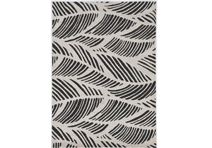2' X 4' Black And White Abstract Indoor Outdoor Area Rug