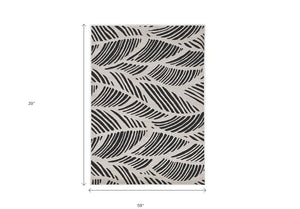2' X 4' Black And White Abstract Indoor Outdoor Area Rug