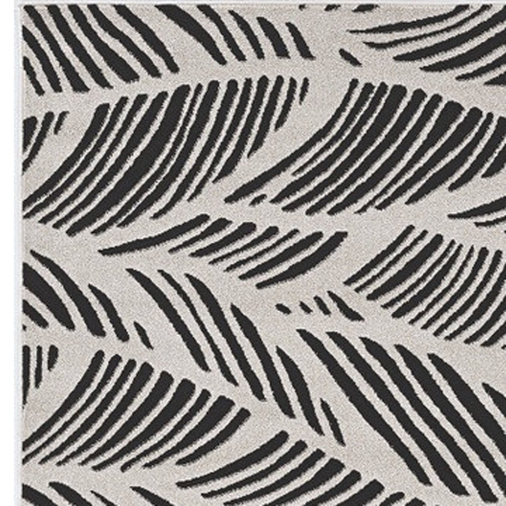 2' X 4' Black And White Abstract Indoor Outdoor Area Rug