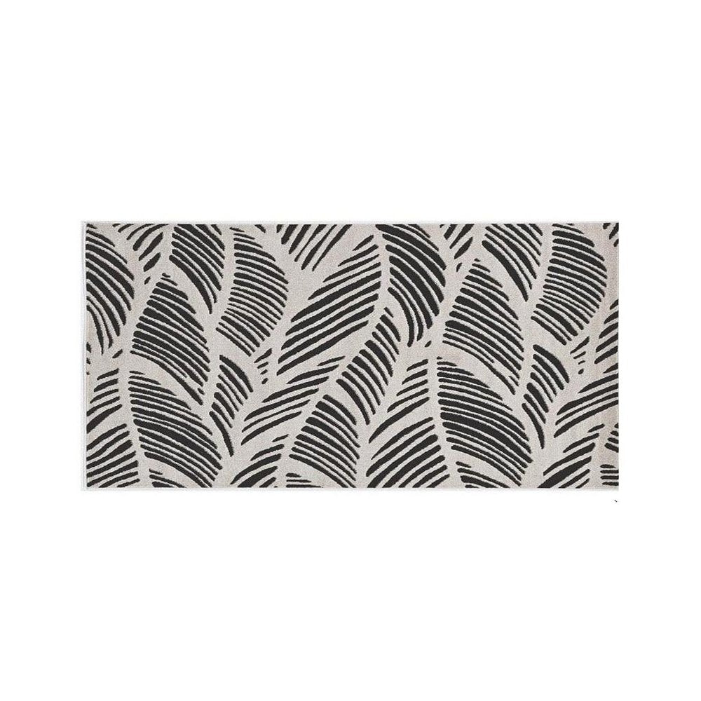 2' X 4' Black And White Abstract Indoor Outdoor Area Rug