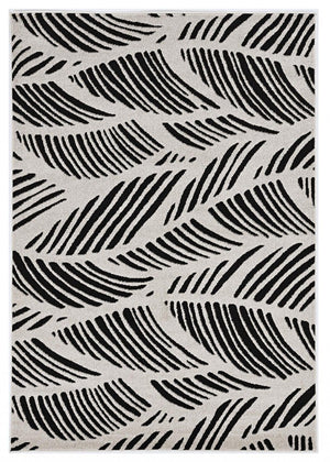 2' X 4' Black And White Abstract Indoor Outdoor Area Rug