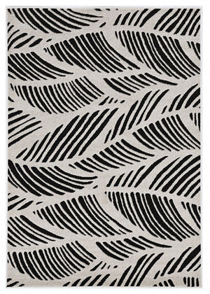 2' X 4' Black And White Abstract Indoor Outdoor Area Rug