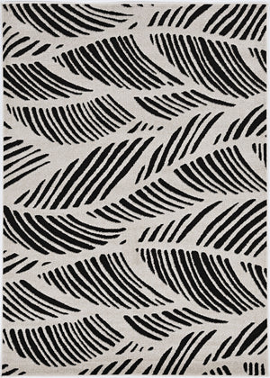 2' X 4' Black And White Abstract Indoor Outdoor Area Rug