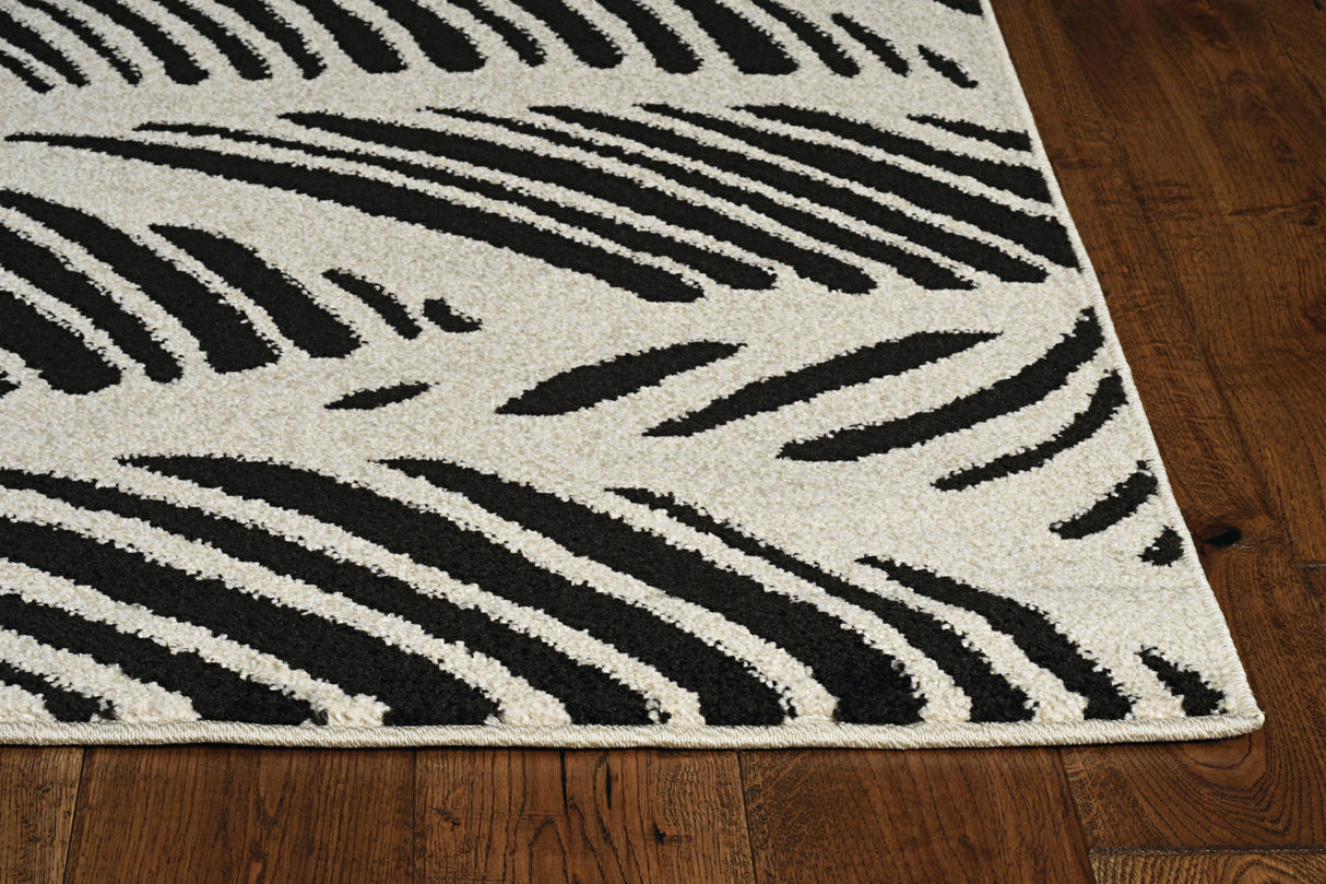 2' X 4' Black And White Abstract Indoor Outdoor Area Rug