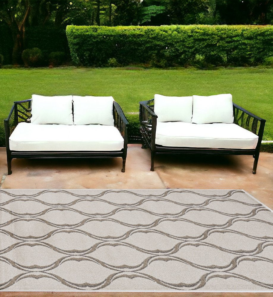 8' X 11' Ivory Moroccan Indoor Outdoor Area Rug