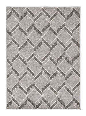 2' X 4' Green And Ivory Geometric Indoor Outdoor Area Rug