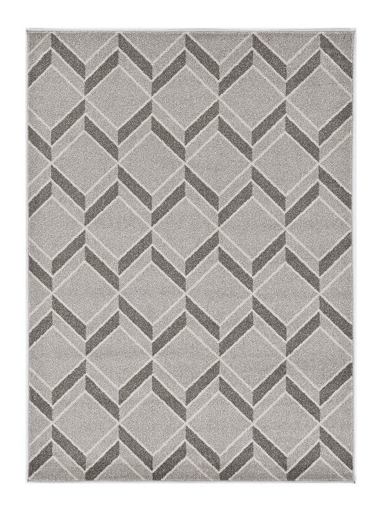 2' X 4' Green And Ivory Geometric Indoor Outdoor Area Rug