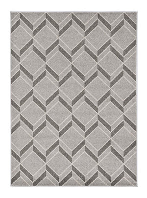2' X 4' Green And Ivory Geometric Indoor Outdoor Area Rug