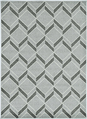 2' X 4' Green And Ivory Geometric Indoor Outdoor Area Rug