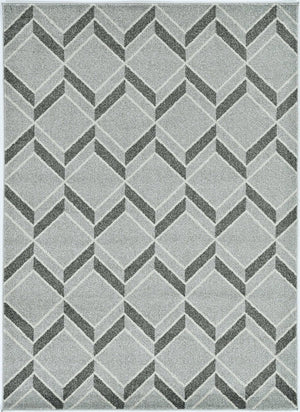 2' X 4' Green And Ivory Geometric Indoor Outdoor Area Rug
