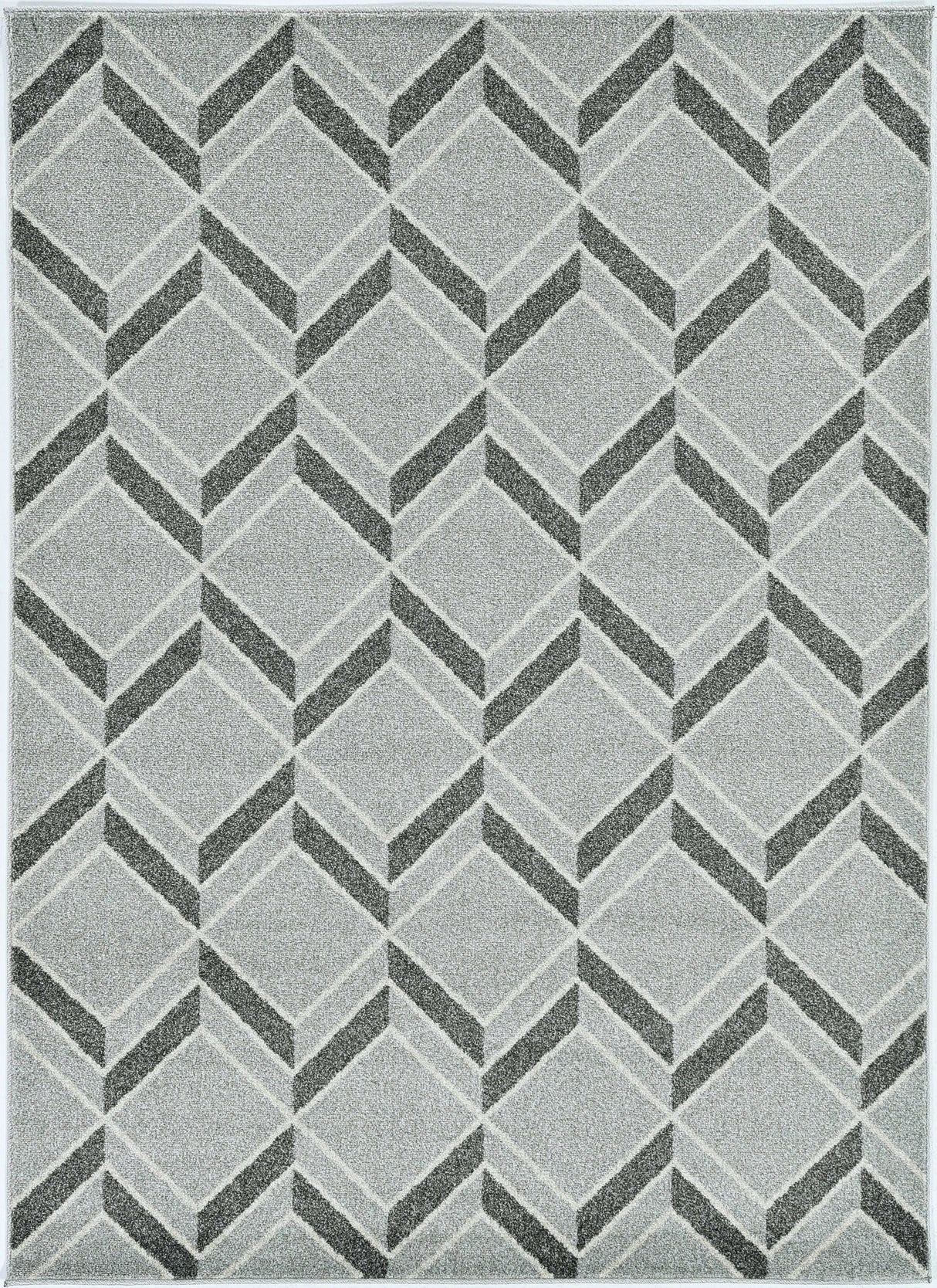 2' X 4' Green And Ivory Geometric Indoor Outdoor Area Rug