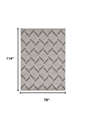 2' X 4' Green And Ivory Geometric Indoor Outdoor Area Rug