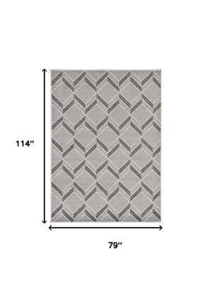 2' X 4' Green And Ivory Geometric Indoor Outdoor Area Rug