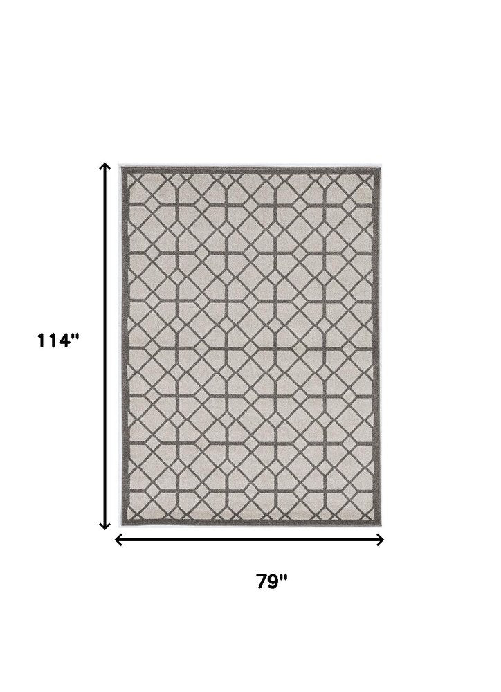 2' X 4' Ivory Geometric Indoor Outdoor Area Rug