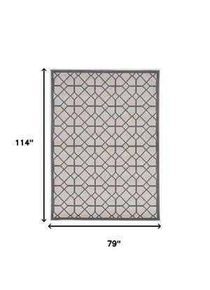 7' X 10' Gray Geometric Indoor Outdoor Area Rug