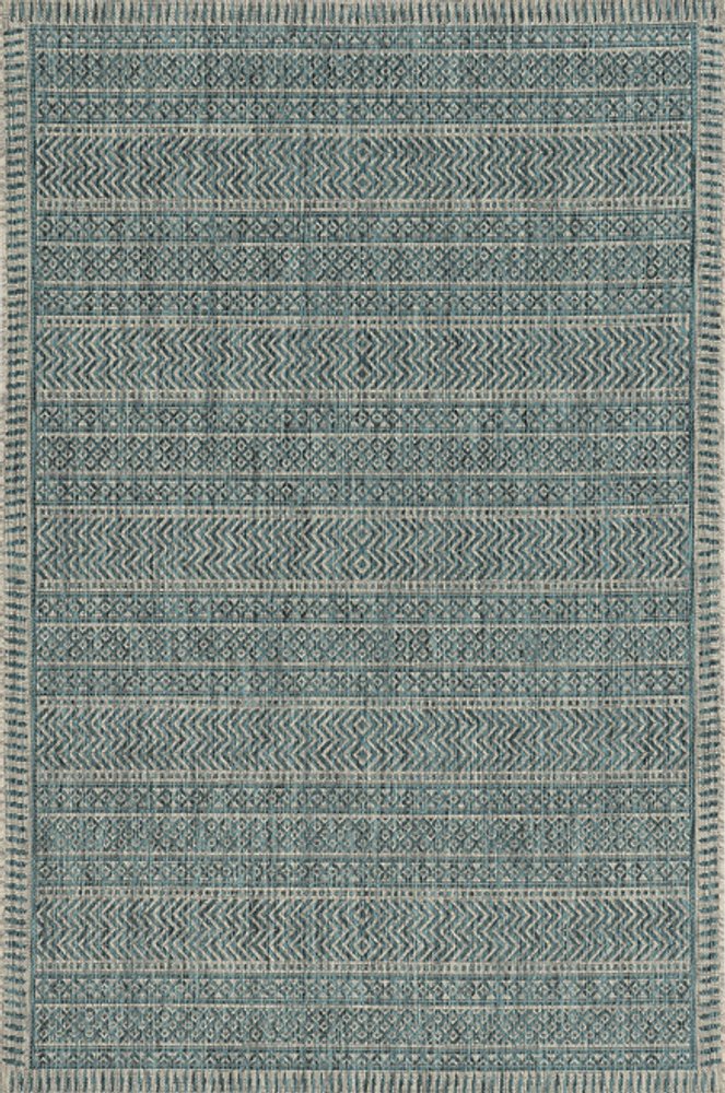 3' X 5' Teal Blue Geometric Indoor Outdoor Area Rug
