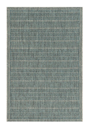 5' X 8' Teal Blue Southwestern Indoor Outdoor Area Rug
