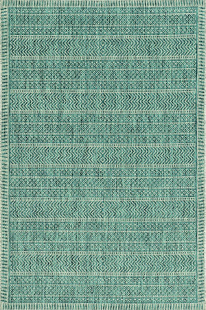5' X 8' Teal Blue Southwestern Indoor Outdoor Area Rug