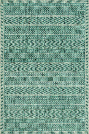 3' X 5' Teal Blue Geometric Indoor Outdoor Area Rug