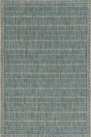 5' X 8' Teal Blue Southwestern Indoor Outdoor Area Rug