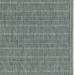 5' X 8' Teal Blue Southwestern Indoor Outdoor Area Rug