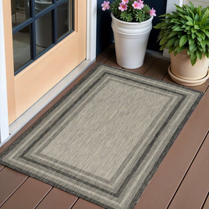 8' X 11' Gray Striped Indoor Outdoor Area Rug