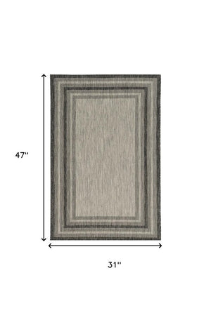 3' X 4' Gray Striped Indoor Outdoor Area Rug