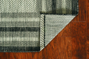 3' X 4' Gray Striped Indoor Outdoor Area Rug