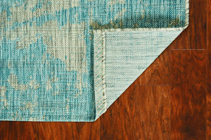 5' X 8' Teal Blue Abstract Indoor Outdoor Area Rug