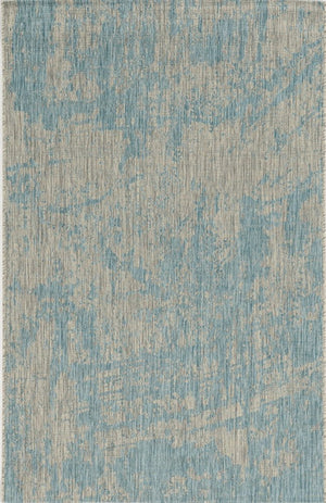 5' X 8' Teal Blue Abstract Indoor Outdoor Area Rug