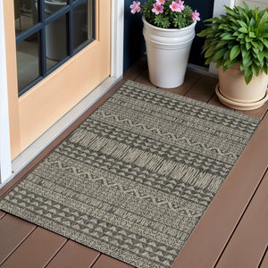 3' X 4' Charcoal Southwestern Indoor Outdoor Area Rug