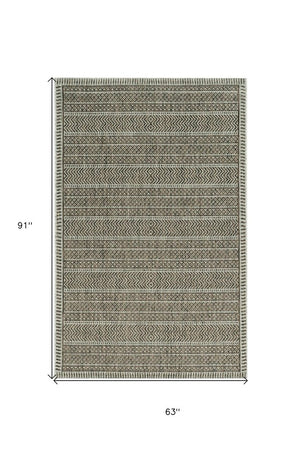 5' X 8' Brown Southwestern Indoor Outdoor Area Rug