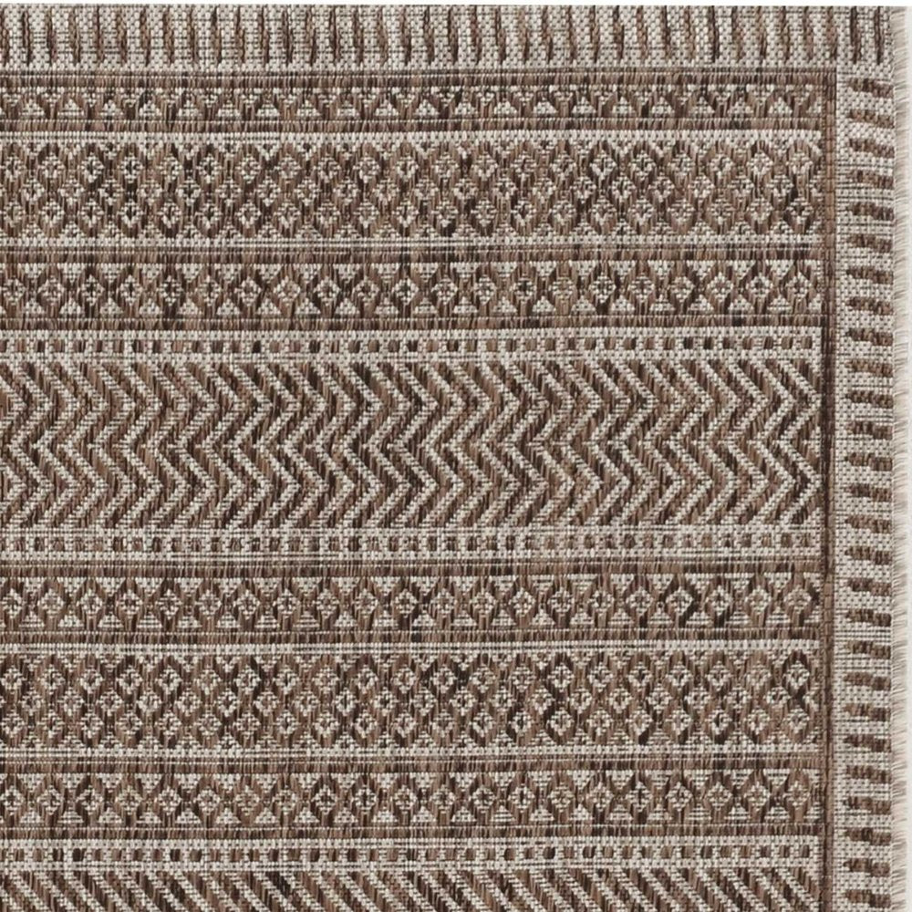5' X 8' Brown Southwestern Indoor Outdoor Area Rug