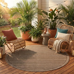 5' X 8' Brown Southwestern Indoor Outdoor Area Rug