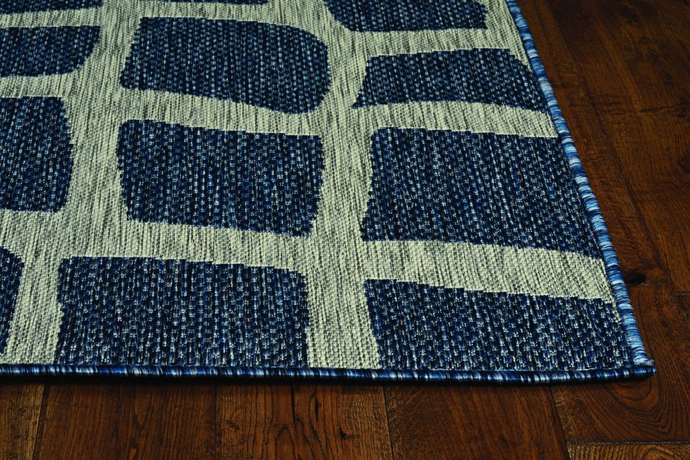 3' X 5' Blue And Gray Abstract Indoor Outdoor Area Rug