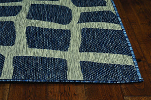 3' X 5' Blue And Gray Abstract Indoor Outdoor Area Rug