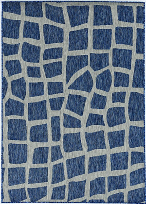3' X 4' Blue And Gray Abstract Indoor Outdoor Area Rug