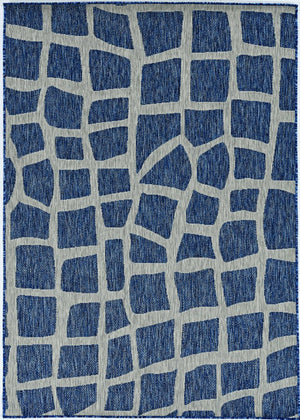 3' X 5' Blue And Gray Abstract Indoor Outdoor Area Rug