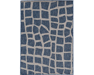 3' X 5' Blue And Gray Abstract Indoor Outdoor Area Rug